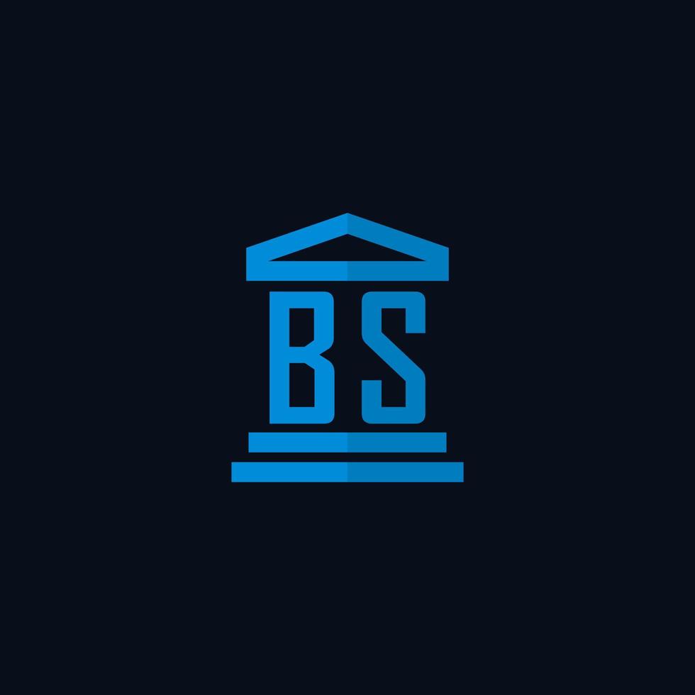 BS initial logo monogram with simple courthouse building icon design vector