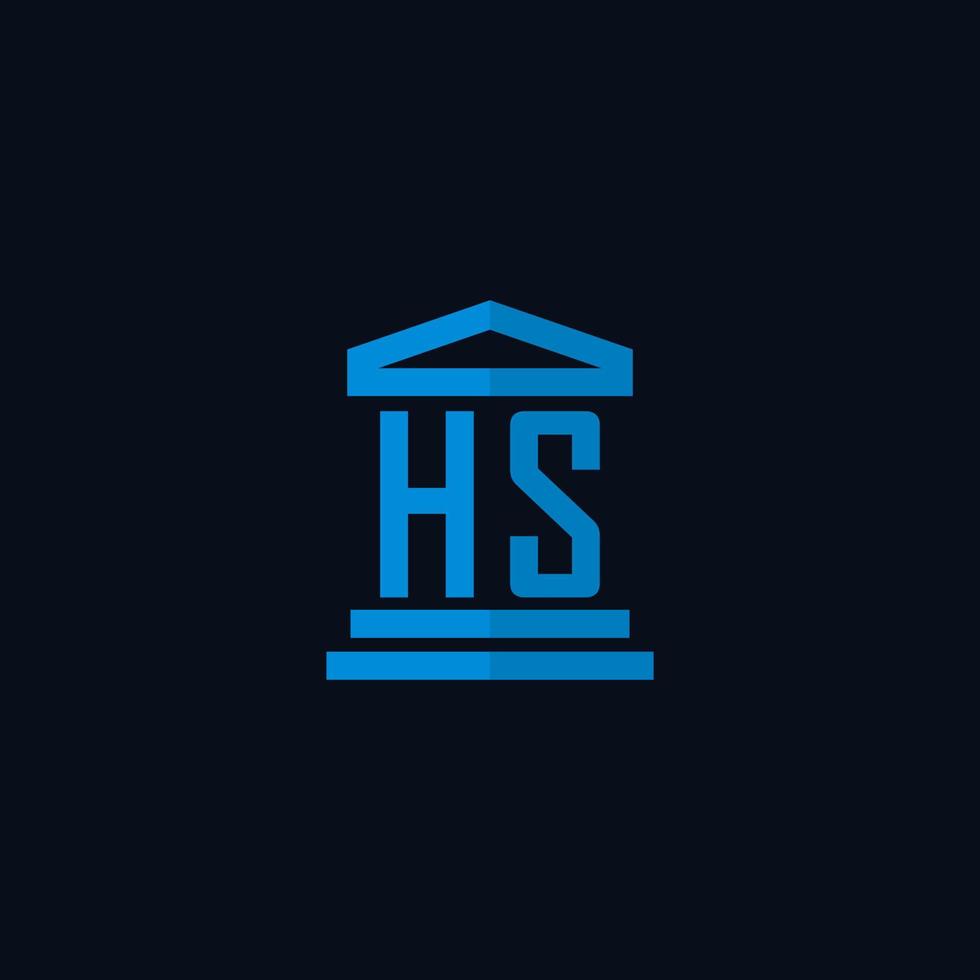 HS initial logo monogram with simple courthouse building icon design vector