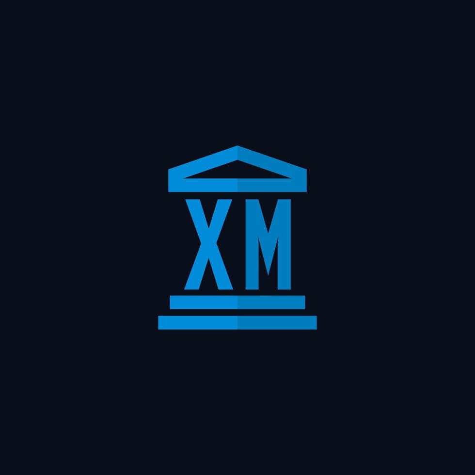 XM initial logo monogram with simple courthouse building icon design vector
