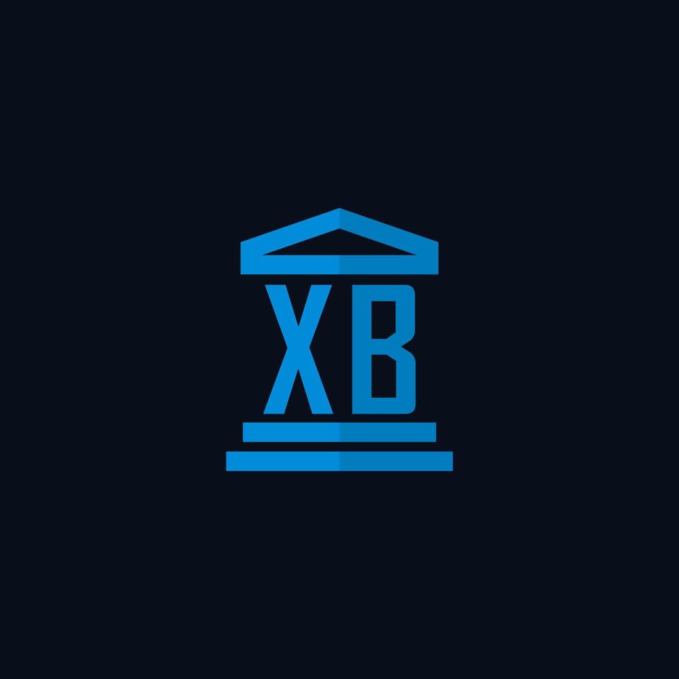 Monograma del logotipo inicial de xb con vector de diseño de icono de edificio de juzgado simple