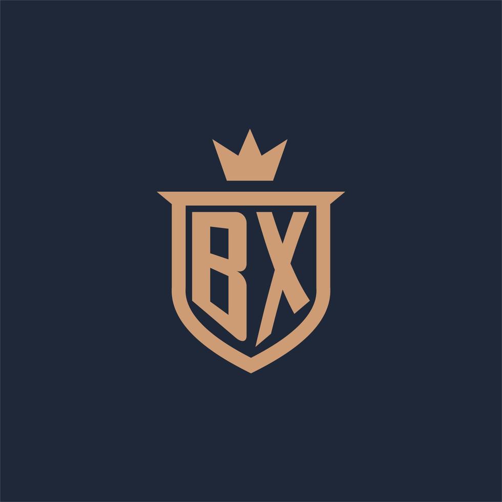 BX monogram initial logo with shield and crown style vector