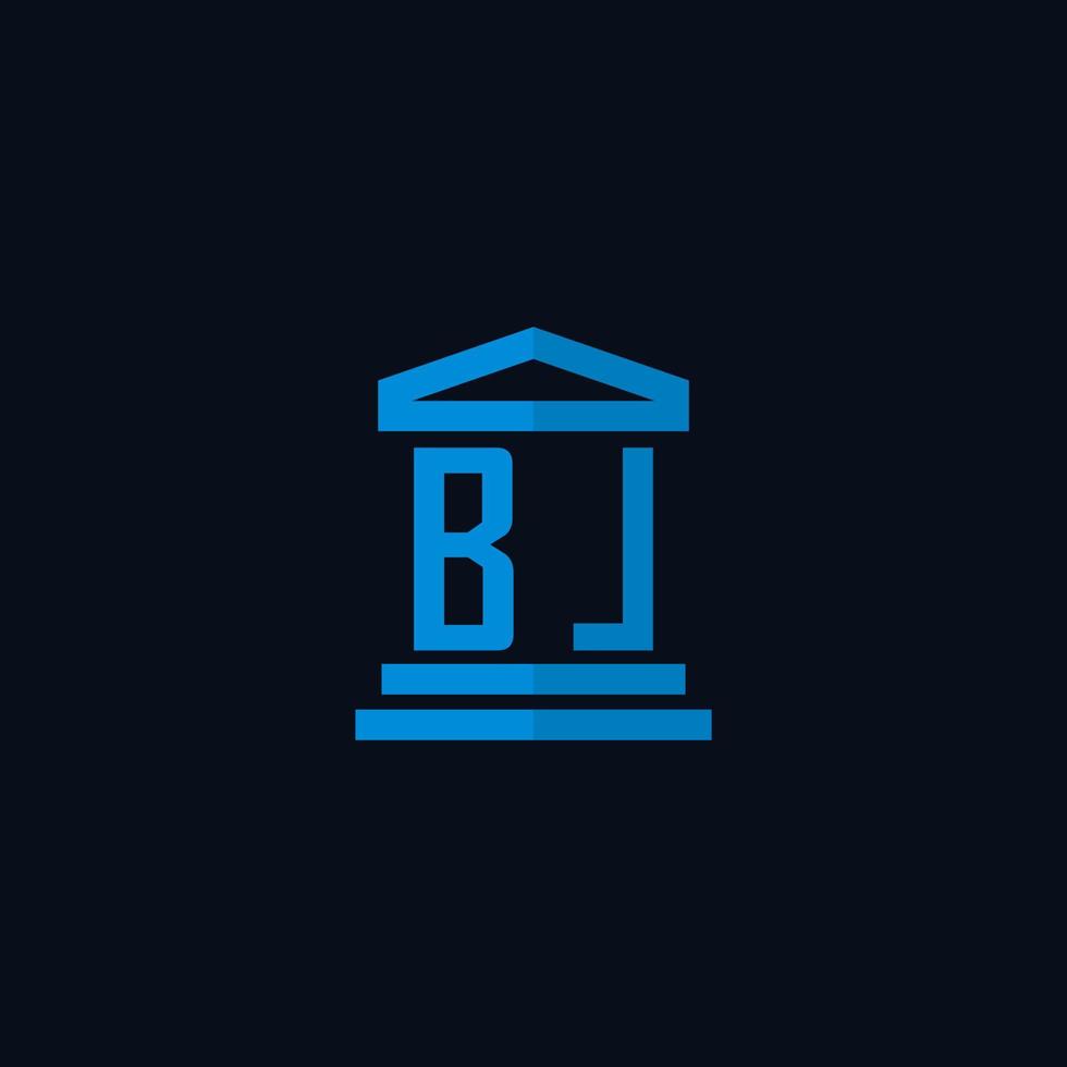 monograma de logotipo inicial bl con vector de diseño de icono de edificio de juzgado simple