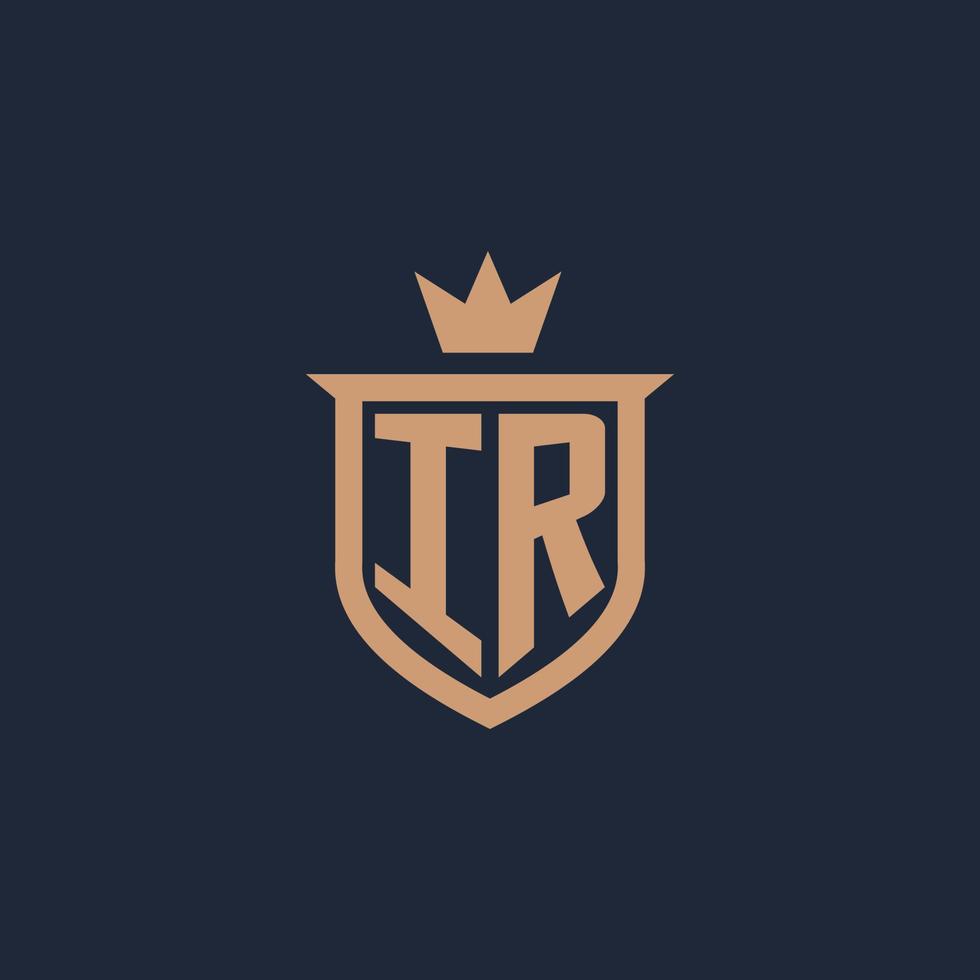 logotipo inicial del monograma ir con estilo de escudo y corona vector