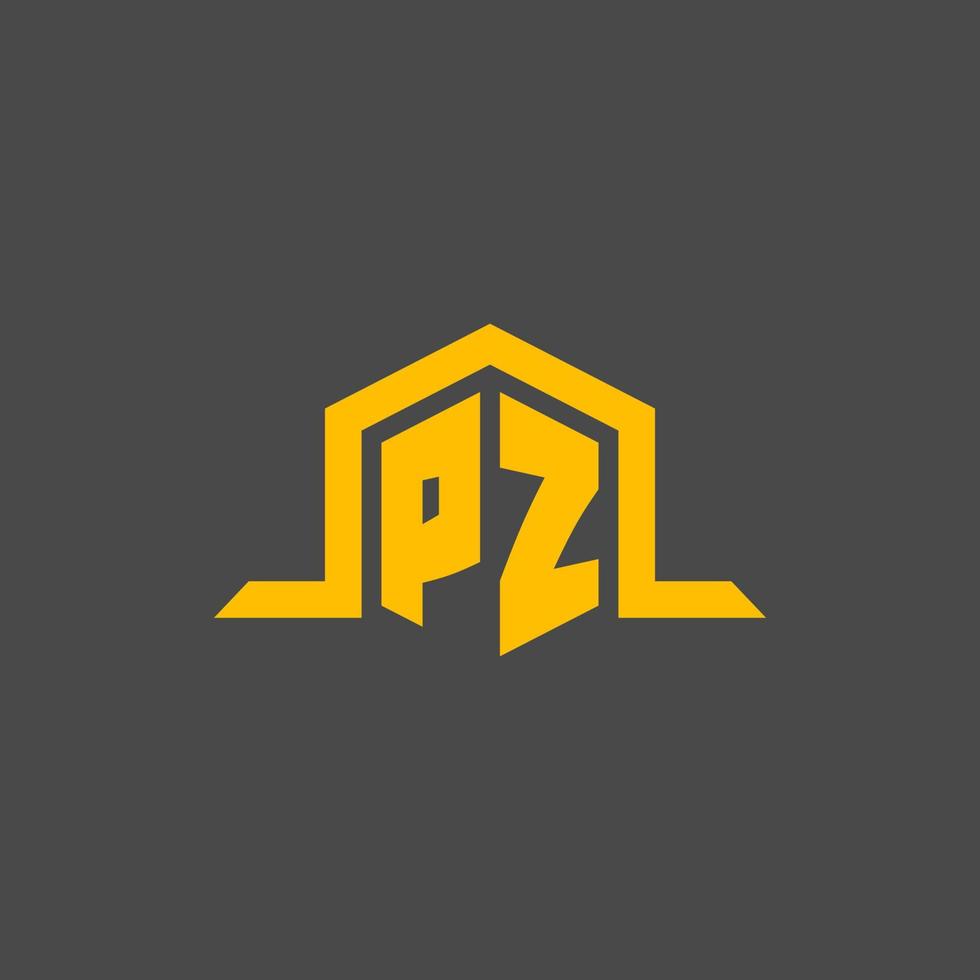 PZ monogram initial logo with hexagon style design vector