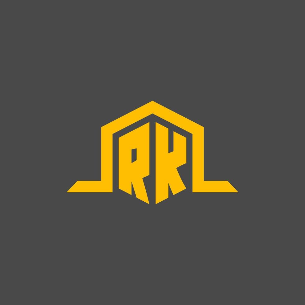 RK monogram initial logo with hexagon style design vector