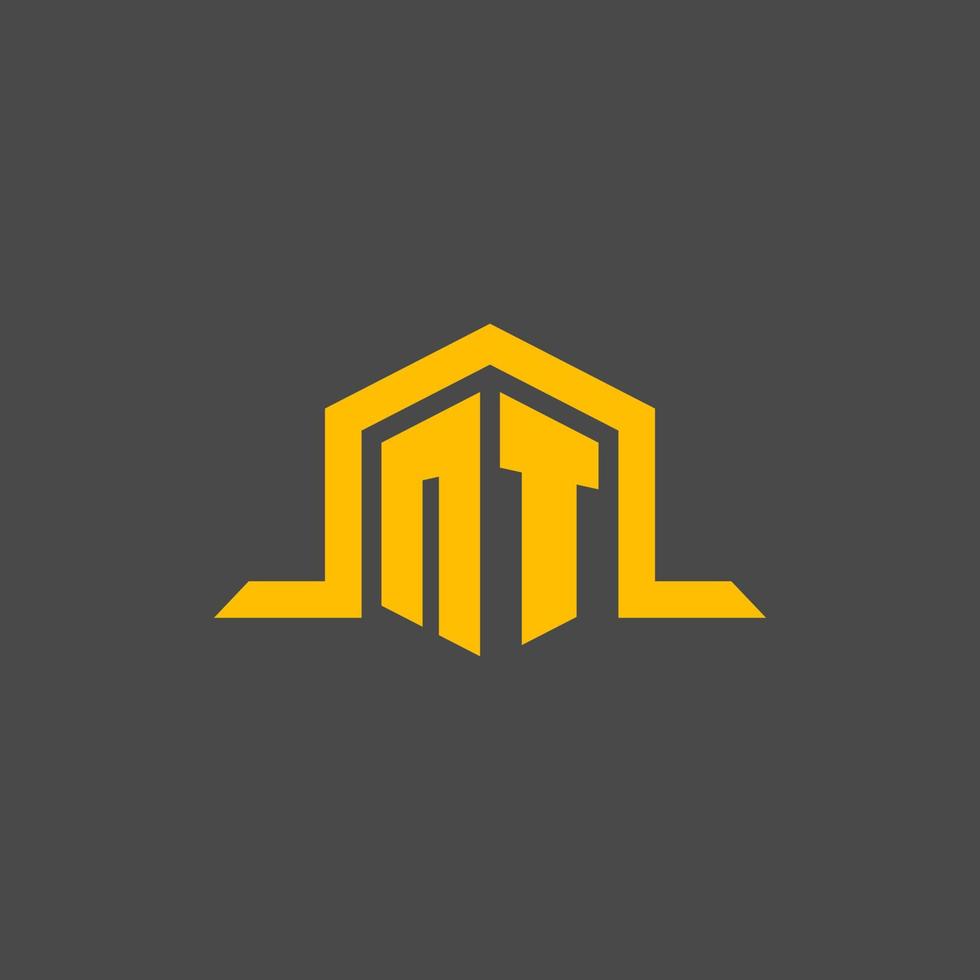 NT monogram initial logo with hexagon style design vector