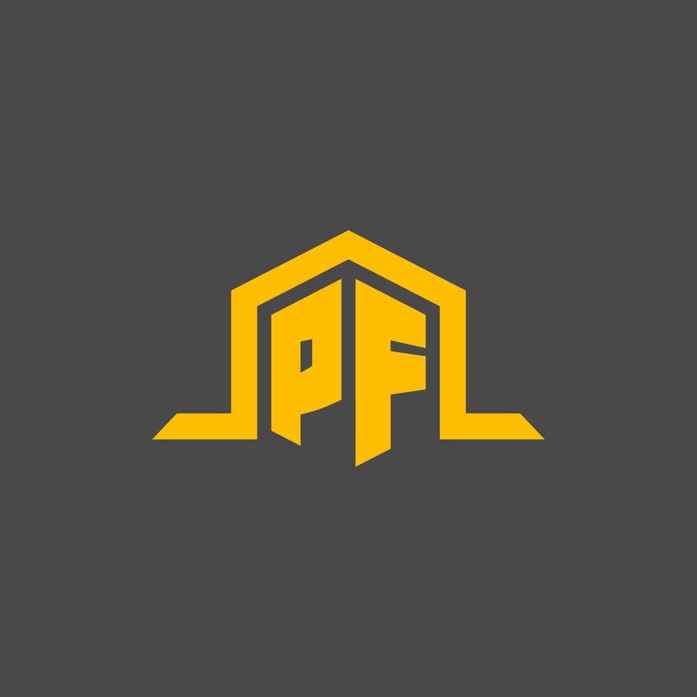 PF monogram initial logo with hexagon style design vector
