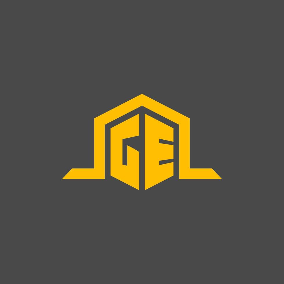 GE monogram initial logo with hexagon style design vector
