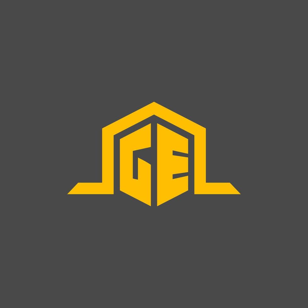 GE monogram initial logo with hexagon style design vector