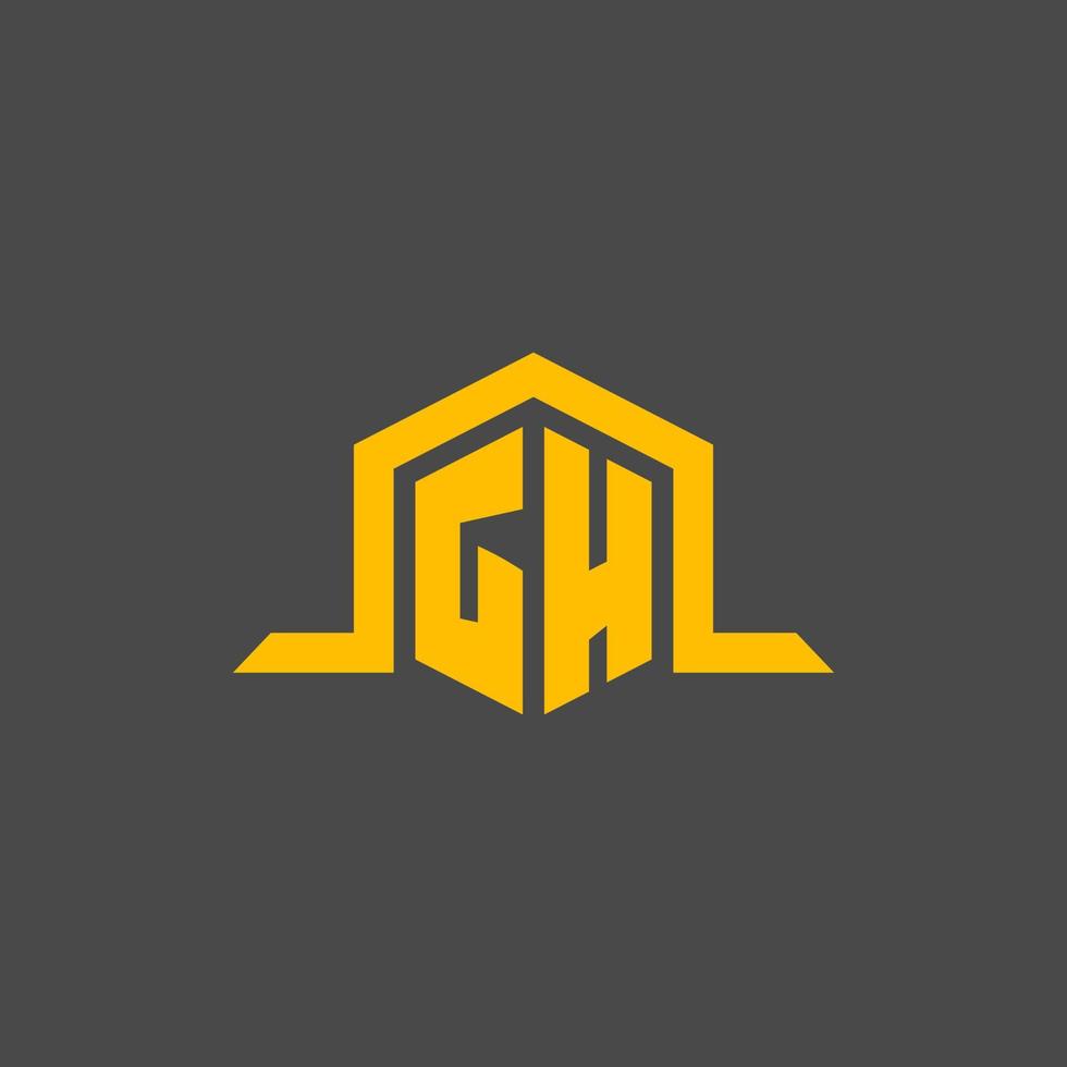 GH monogram initial logo with hexagon style design vector