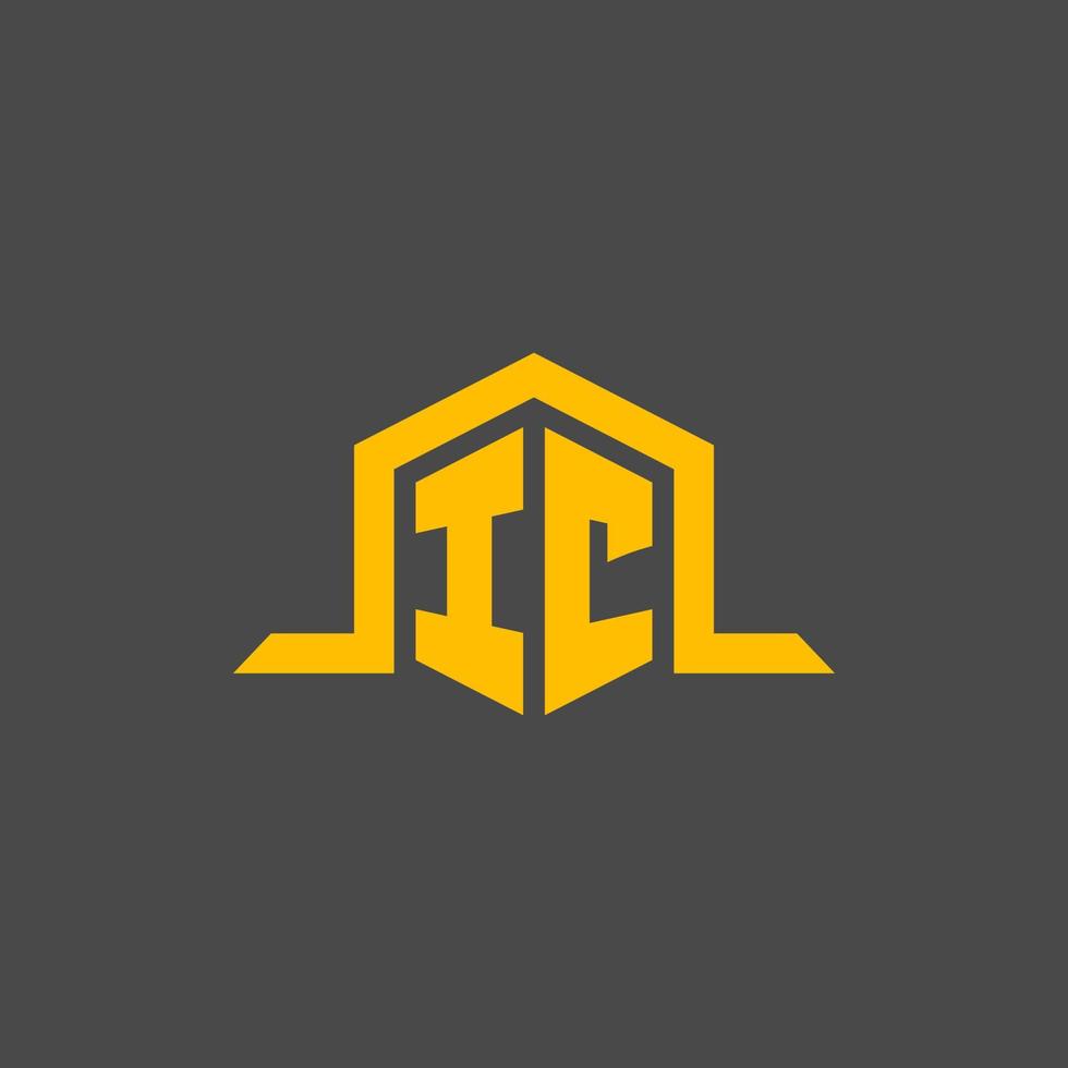 IC monogram initial logo with hexagon style design vector