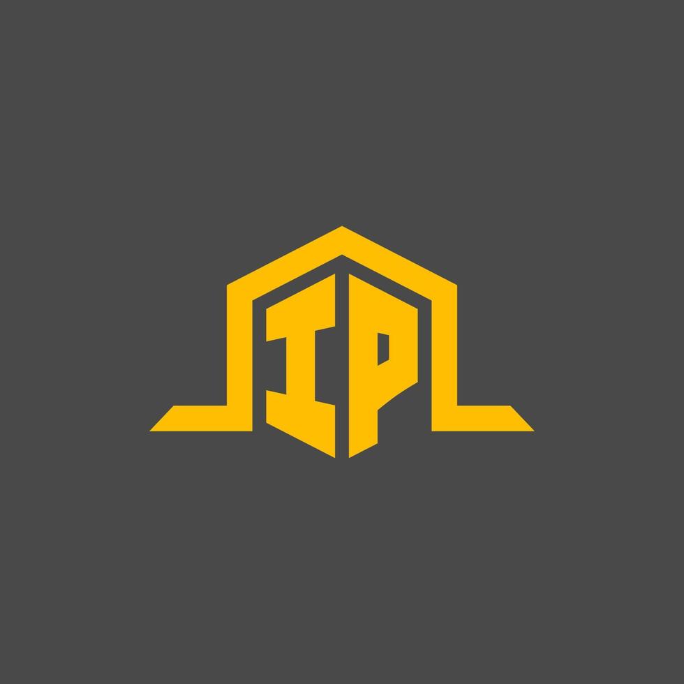 logotipo inicial del monograma ip con diseño de estilo hexagonal vector