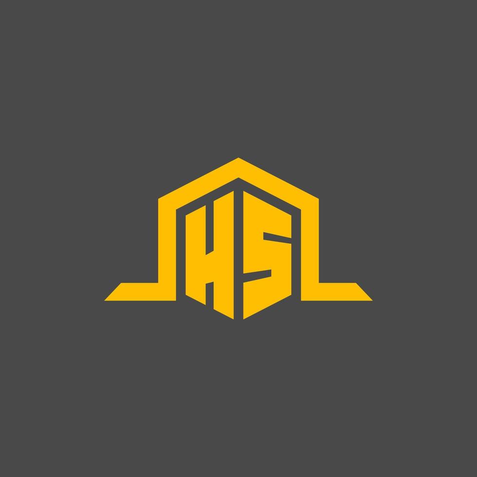 HS monogram initial logo with hexagon style design vector