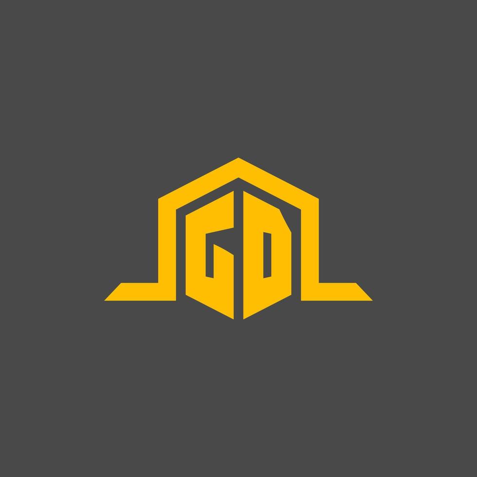 GD monogram initial logo with hexagon style design vector
