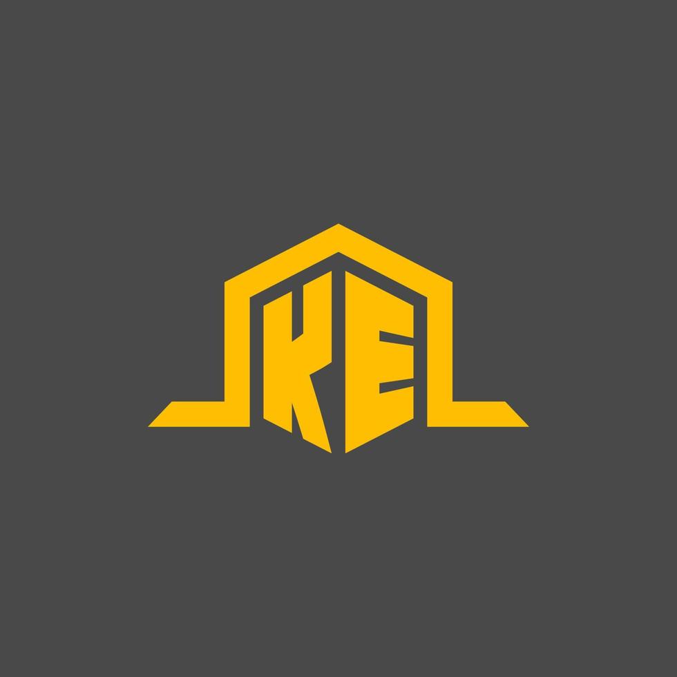 KE monogram initial logo with hexagon style design vector