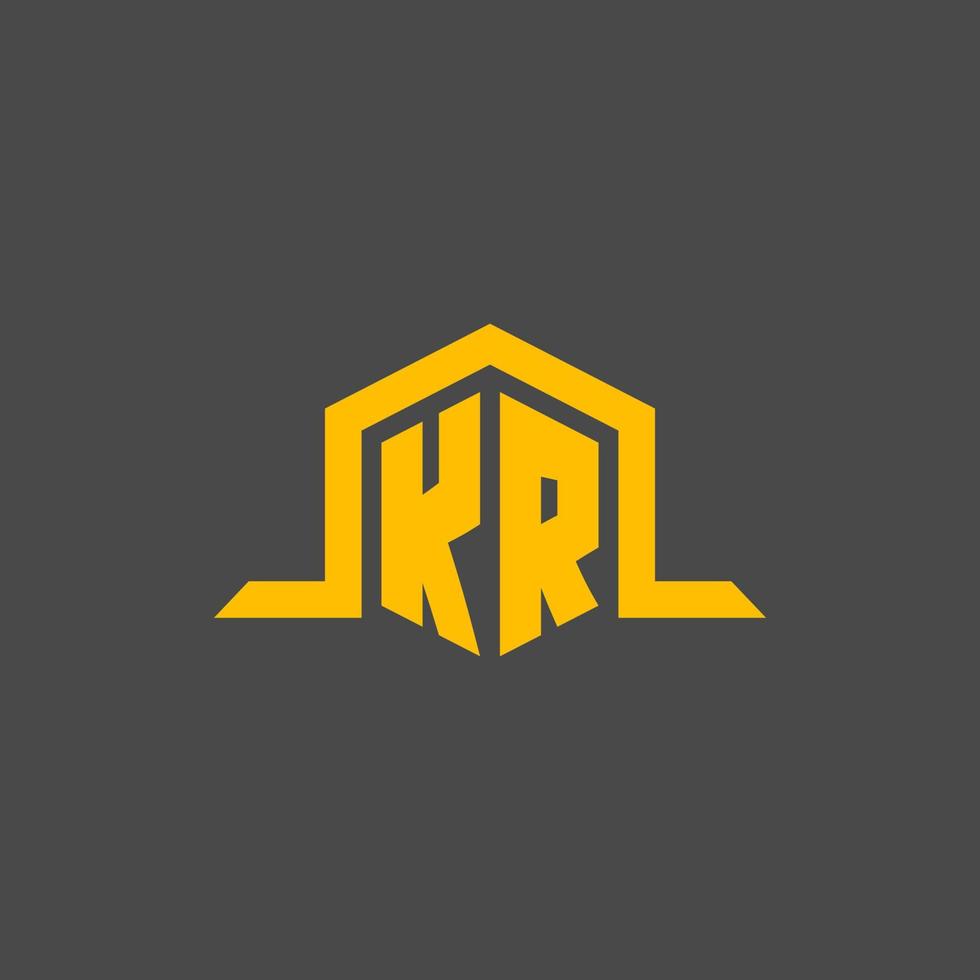 KR monogram initial logo with hexagon style design vector