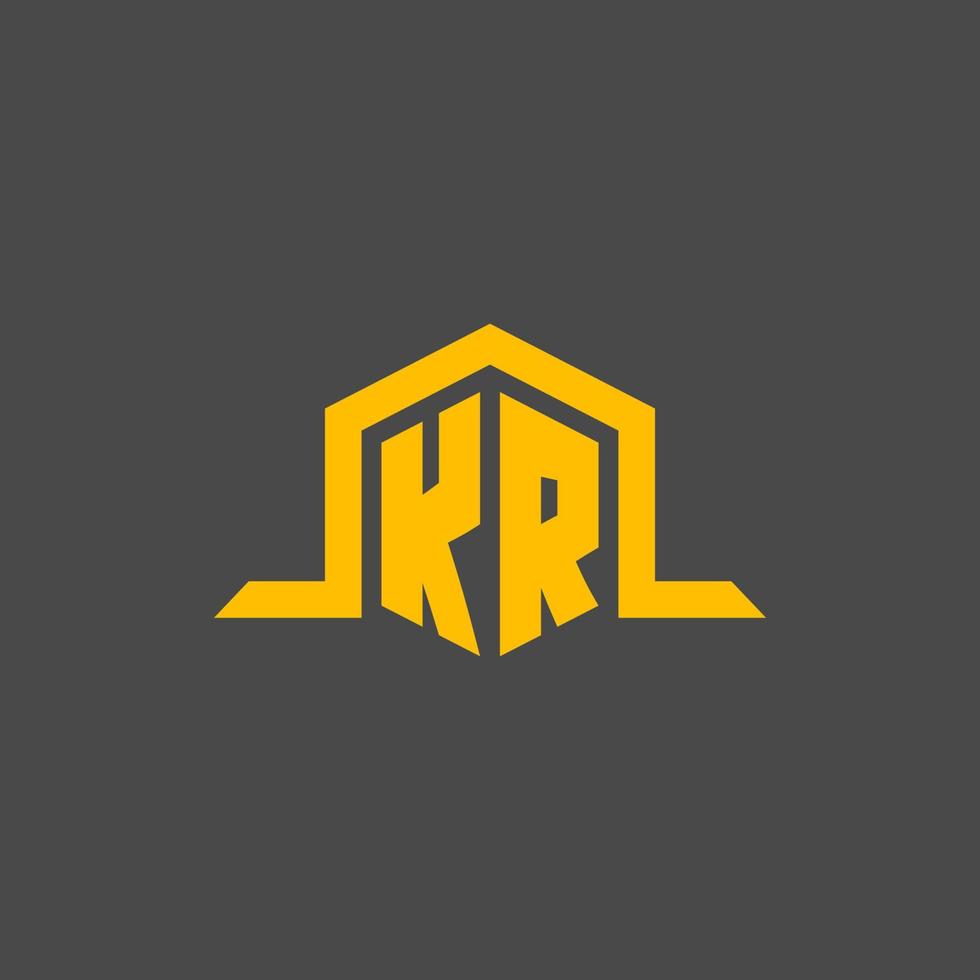 logotipo inicial del monograma kr con diseño de estilo hexagonal vector