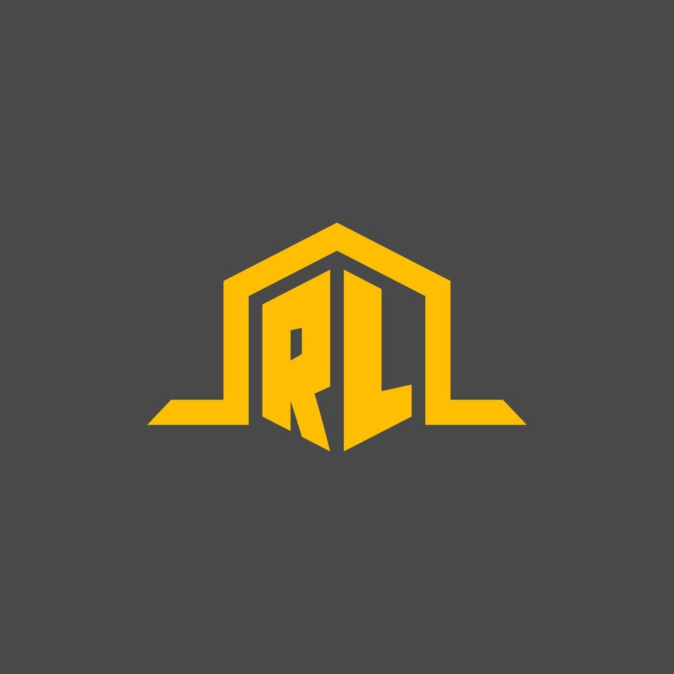 RL monogram initial logo with hexagon style design vector