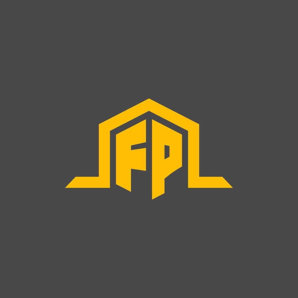 FP monogram initial logo with hexagon style design vector