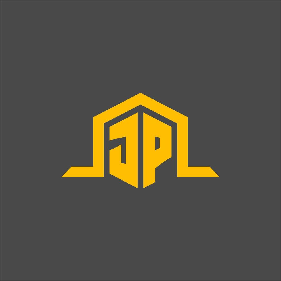 JP monogram initial logo with hexagon style design vector