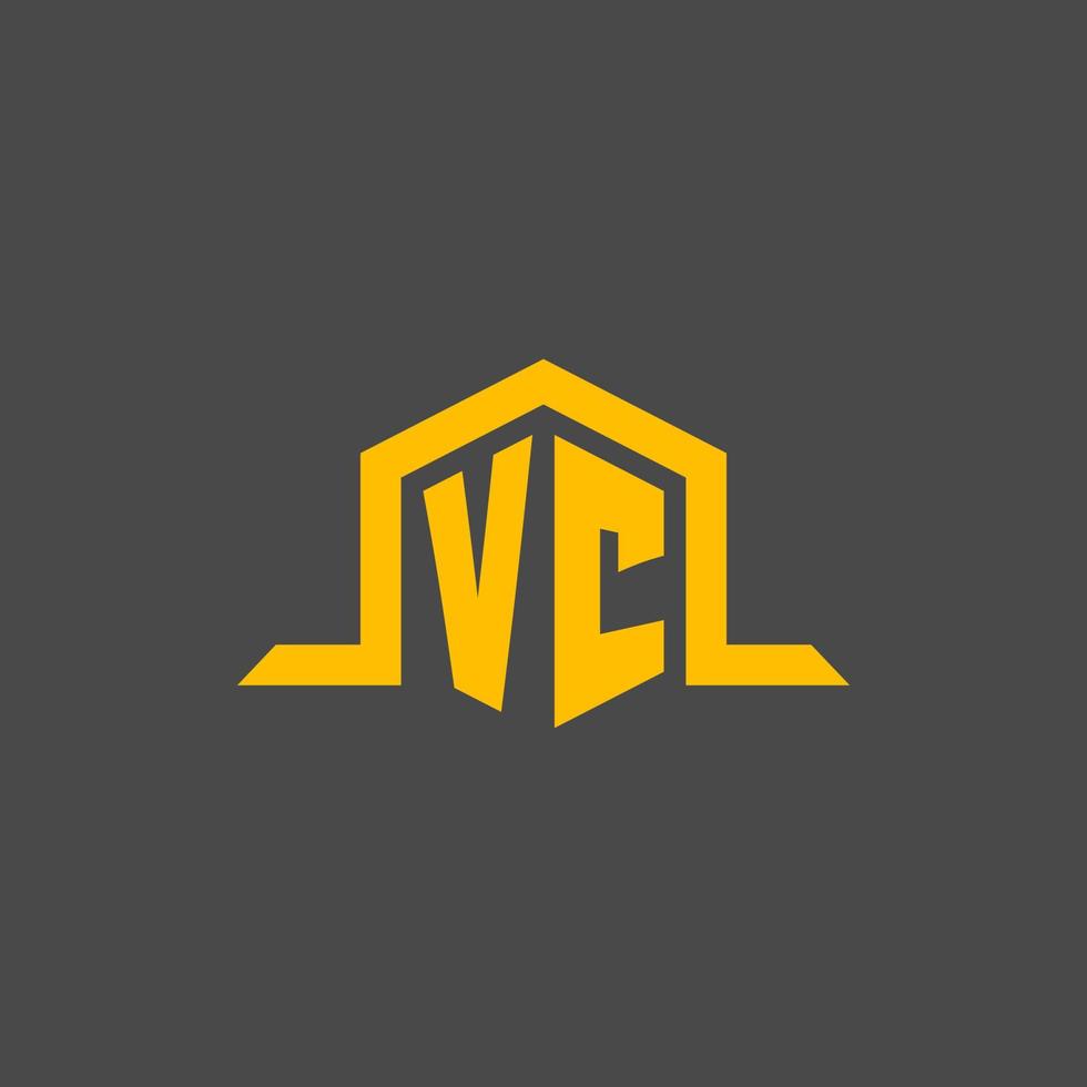 VC monogram initial logo with hexagon style design vector