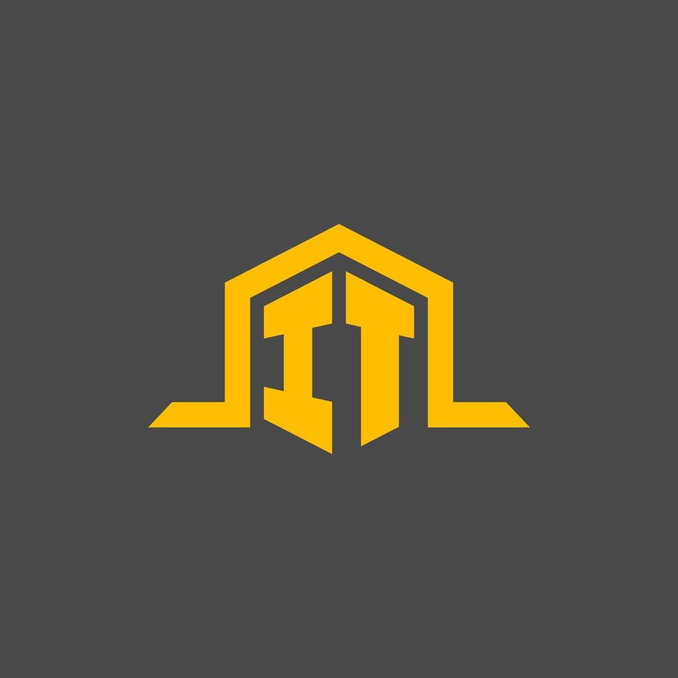 IT monogram initial logo with hexagon style design vector