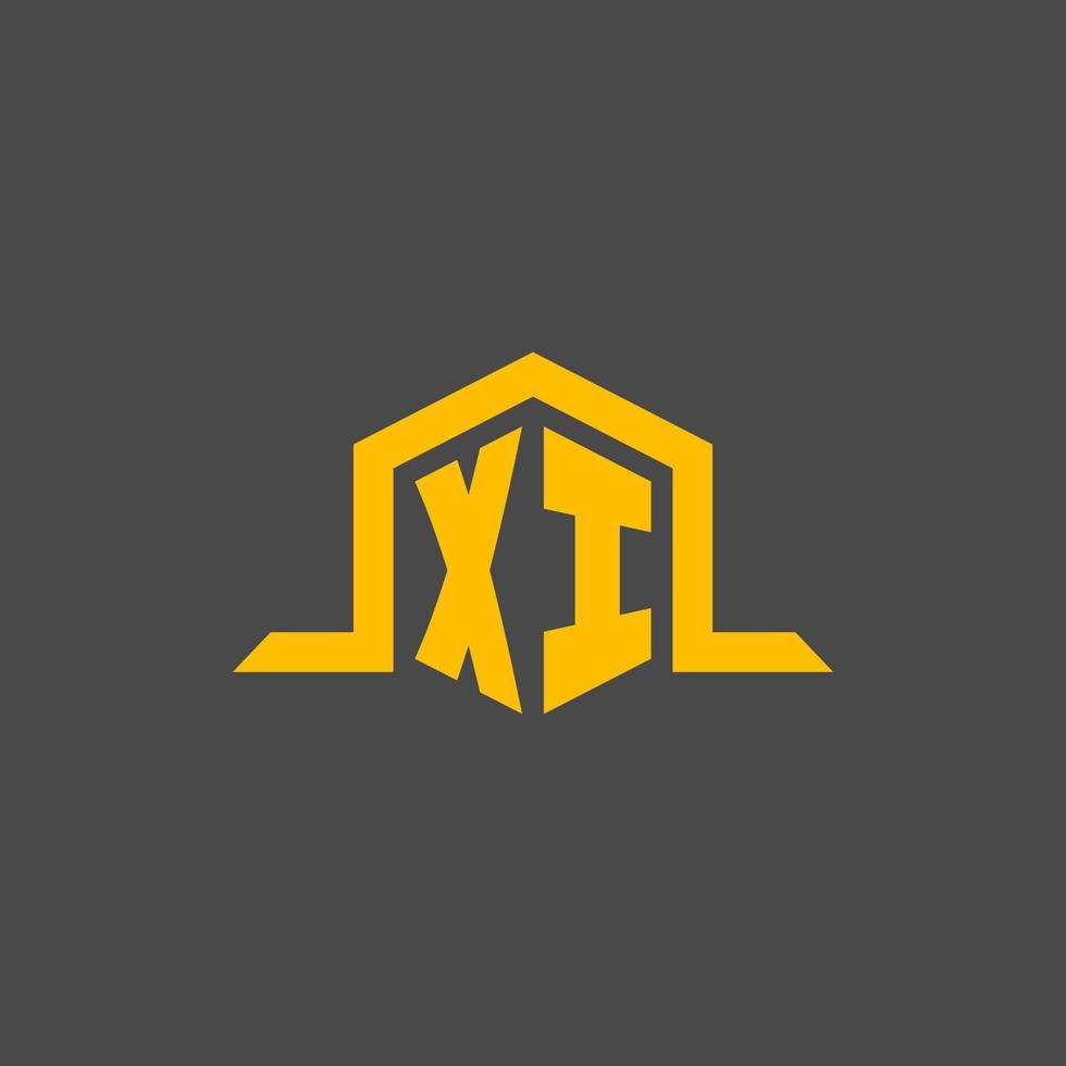 XI monogram initial logo with hexagon style design vector