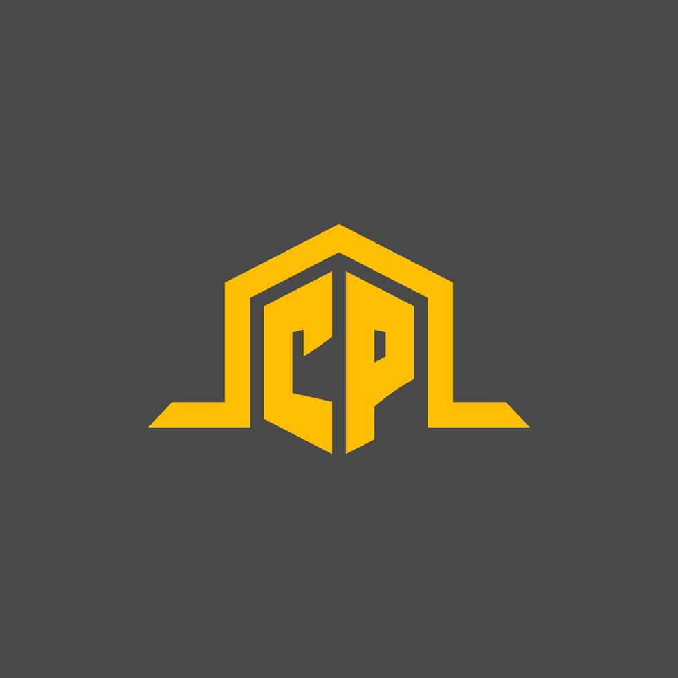 CP monogram initial logo with hexagon style design vector