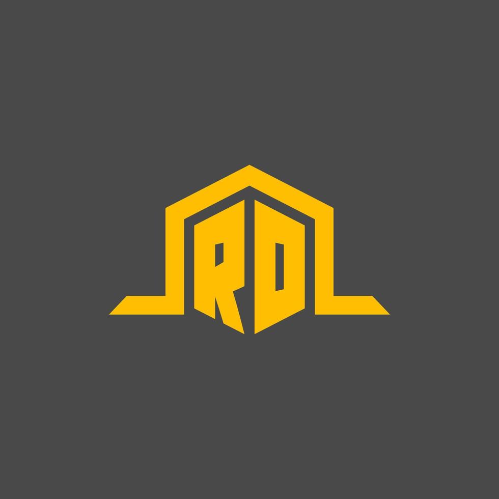 RO monogram initial logo with hexagon style design vector