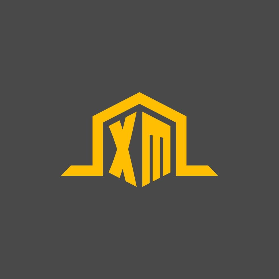 XM monogram initial logo with hexagon style design vector