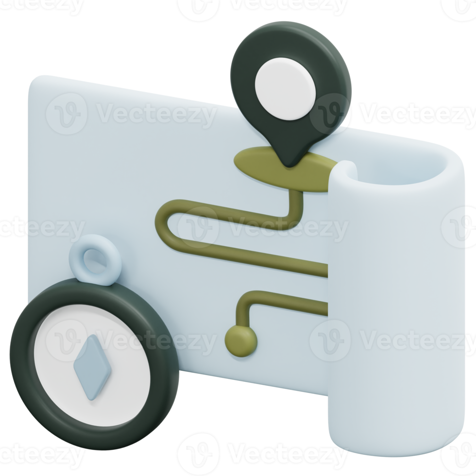 map 3d render icon illustration png