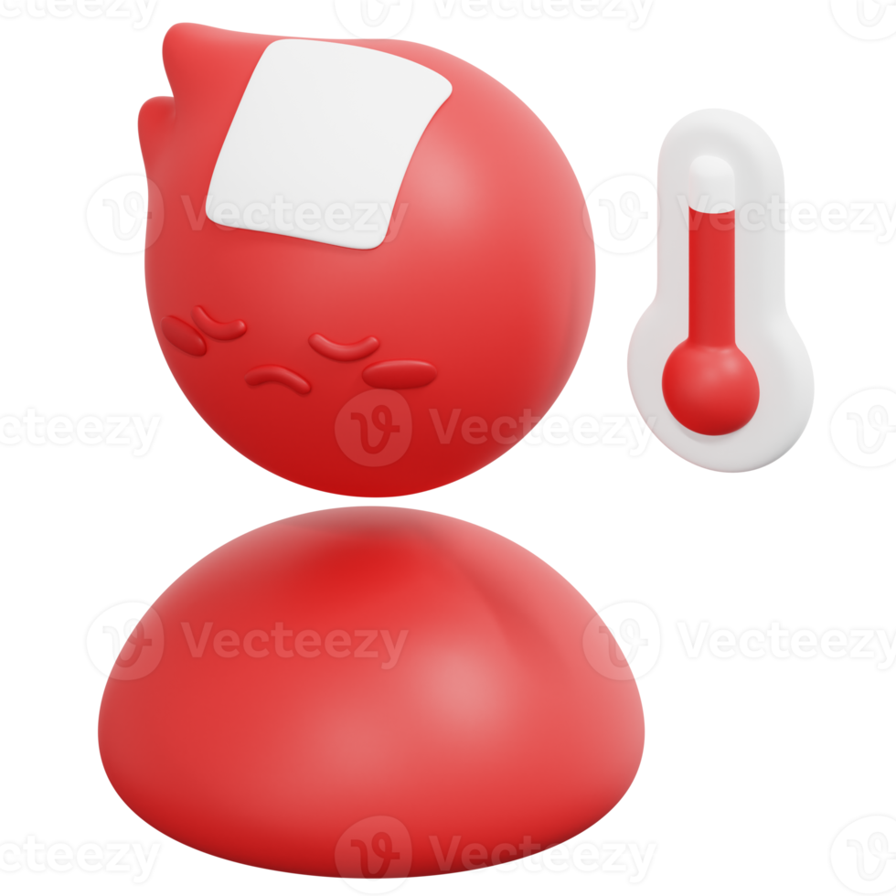 sick 3d render icon illustration png