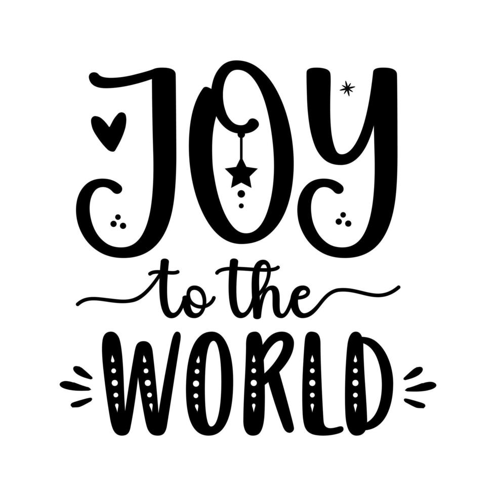 Christmas winter joy world lettering greeting card. Hand-drawn lettering poster for Christmas. Merry Christmas quotes calligraphy lettering isolated on white background, vector illustration.