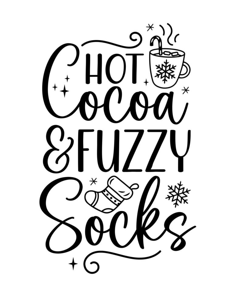 tarjeta de felicitación de letras de cacao caliente de invierno de navidad. cartel de letras dibujado a mano para navidad. feliz navidad cita letras de caligrafía aisladas sobre fondo blanco, ilustración vectorial. vector