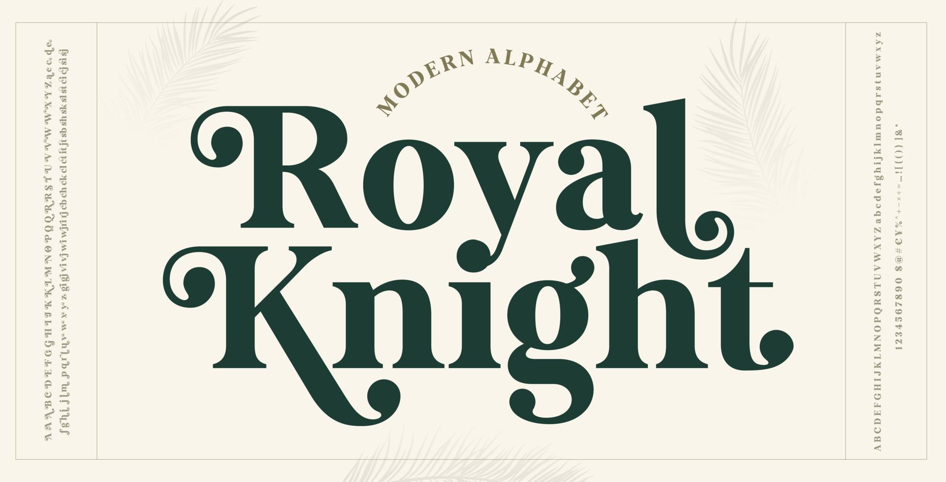 Elegant serif font alphabet letters and numbers typography lettering