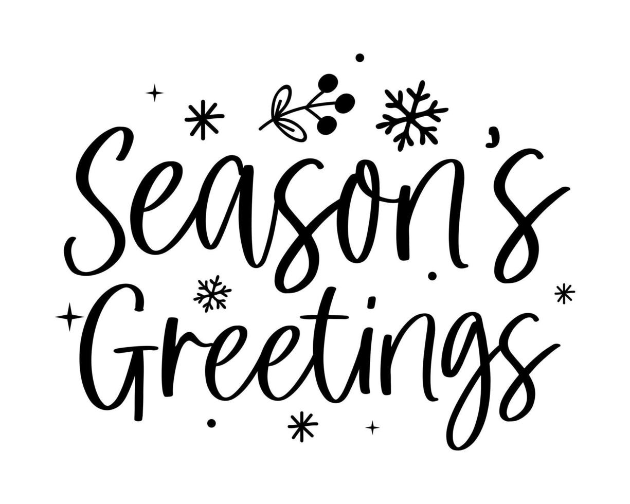 Christmas greetings winter lettering greeting card. Hand-drawn lettering poster for Christmas. Merry Christmas quotes calligraphy lettering isolated on white background, vector illustration.