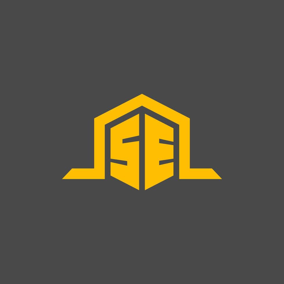 SE monogram initial logo with hexagon style design vector