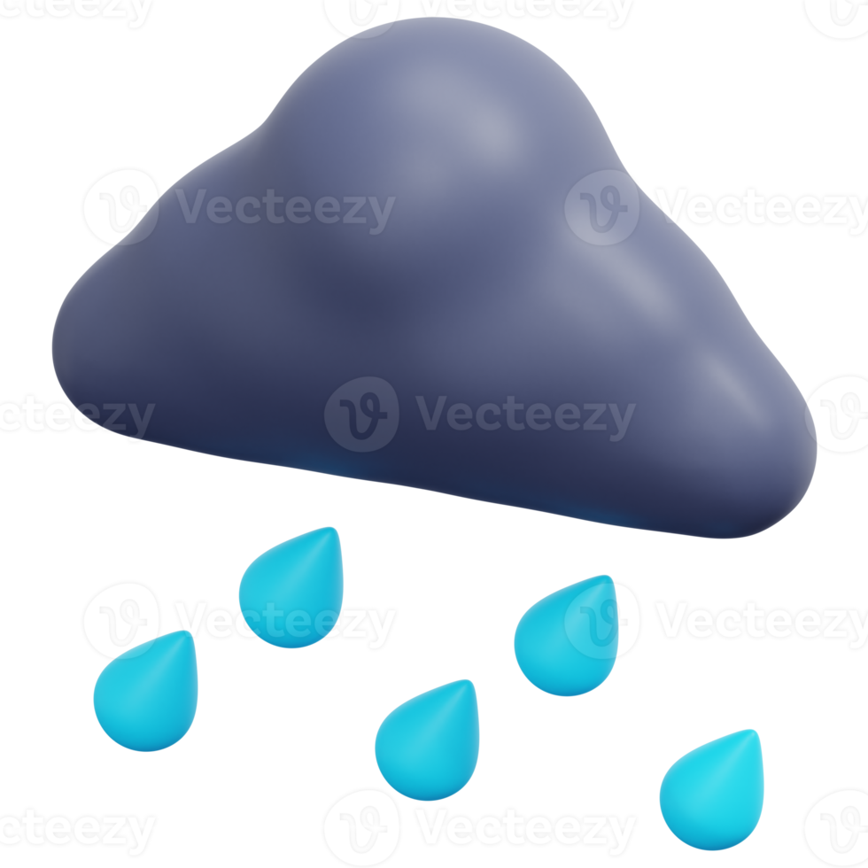 heavy rain 3d render icon illustration png