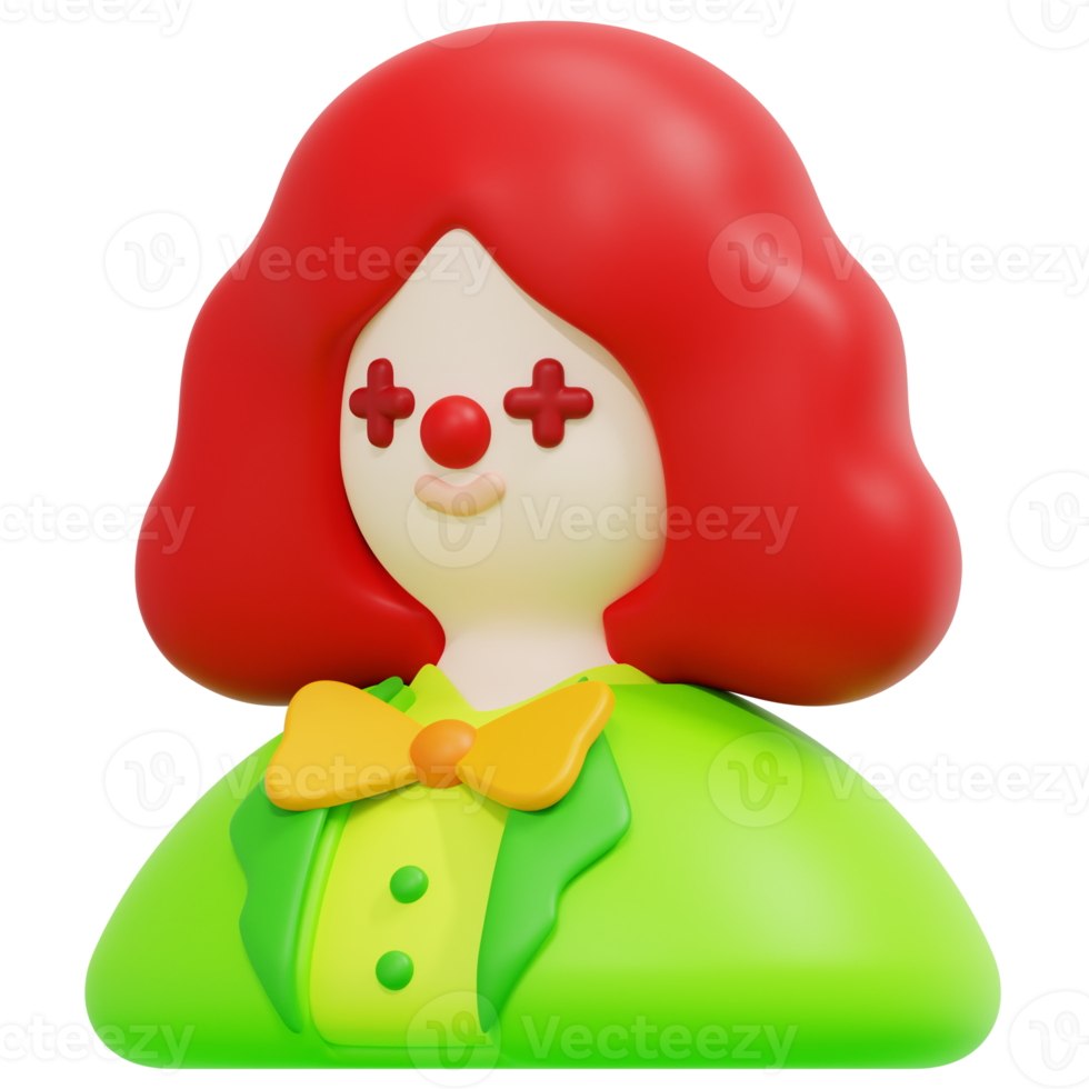 clown 3d render icon illustration png
