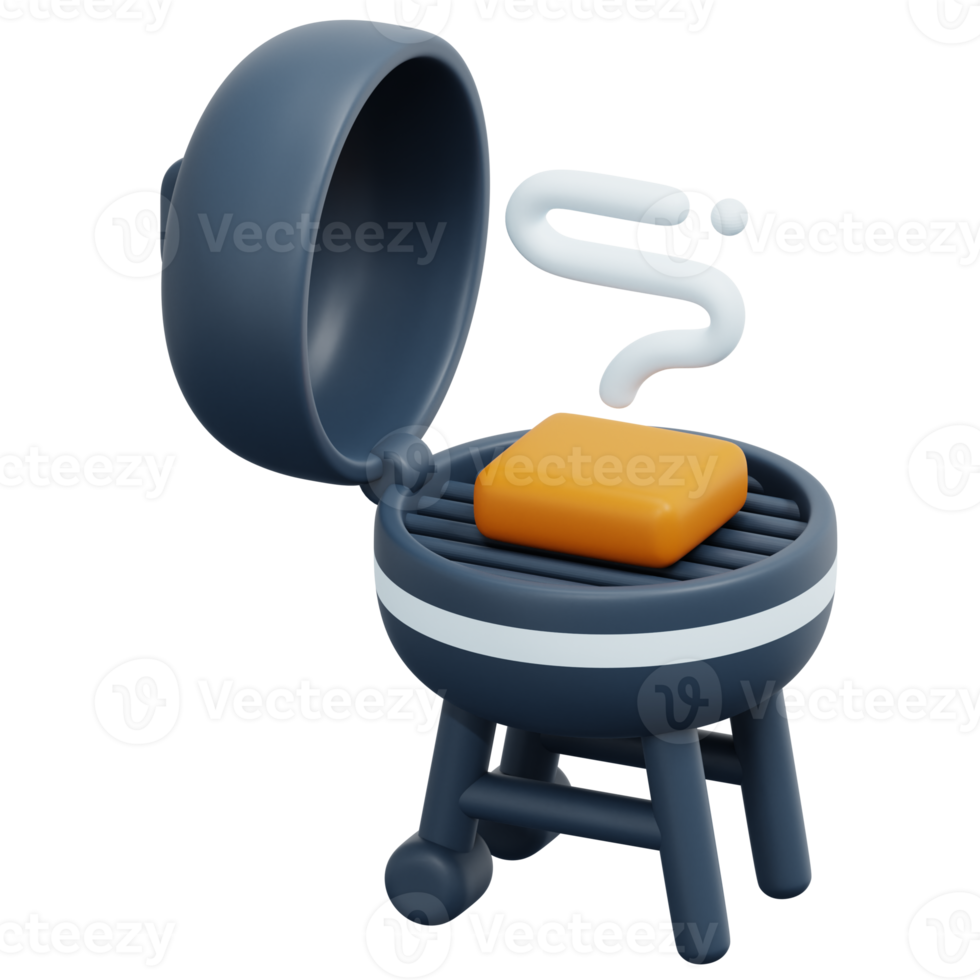 grill food 3d render icon illustration png