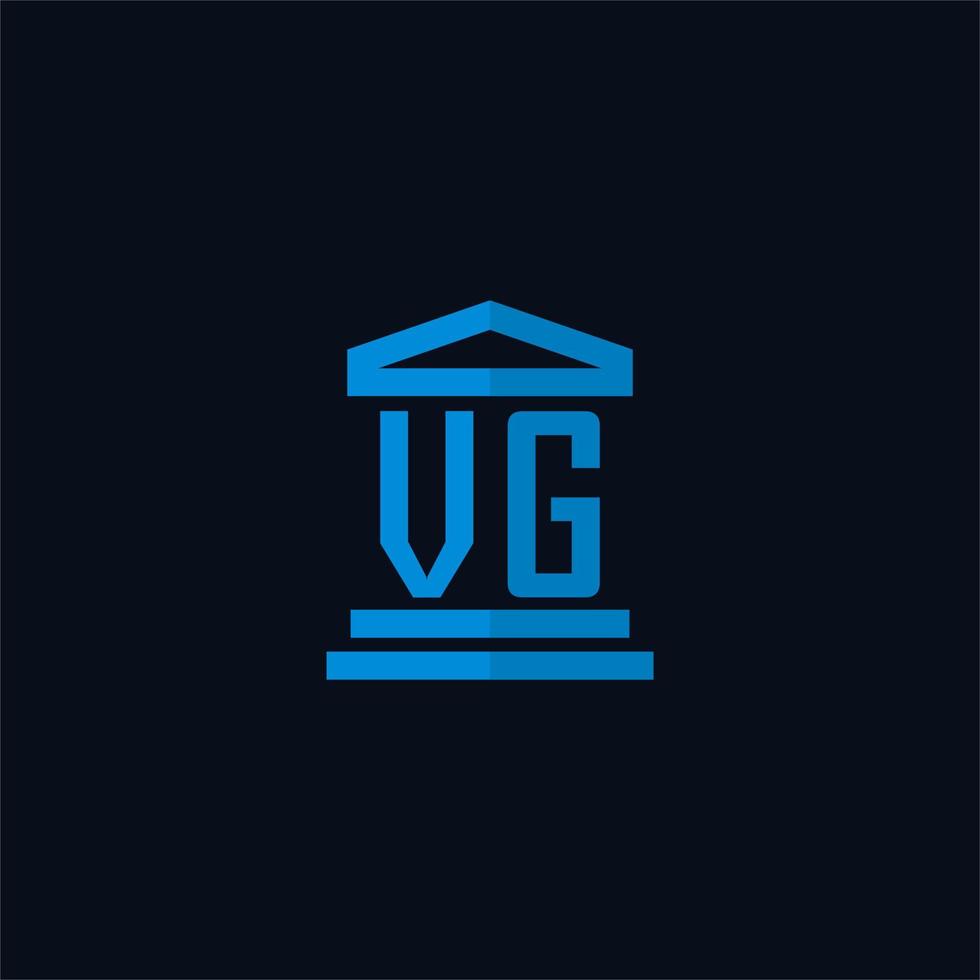 VG initial logo monogram with simple courthouse building icon design vector