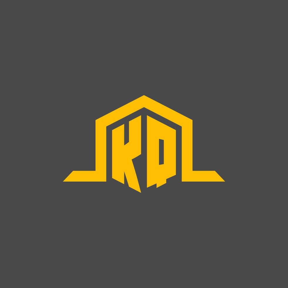 KQ monogram initial logo with hexagon style design vector
