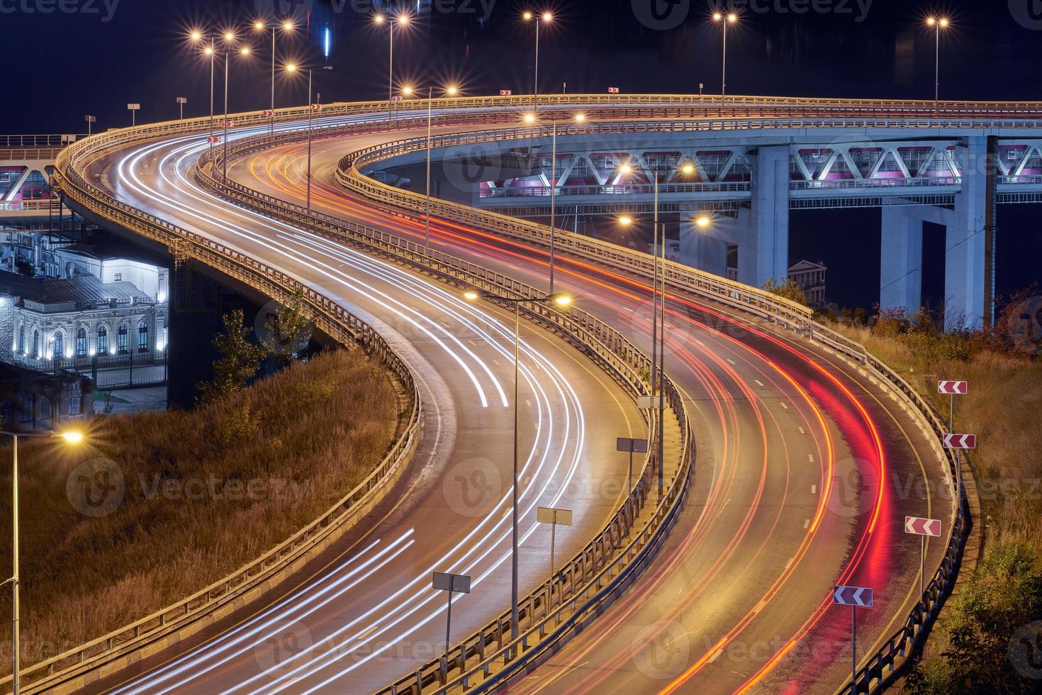 Highway at night lights photo