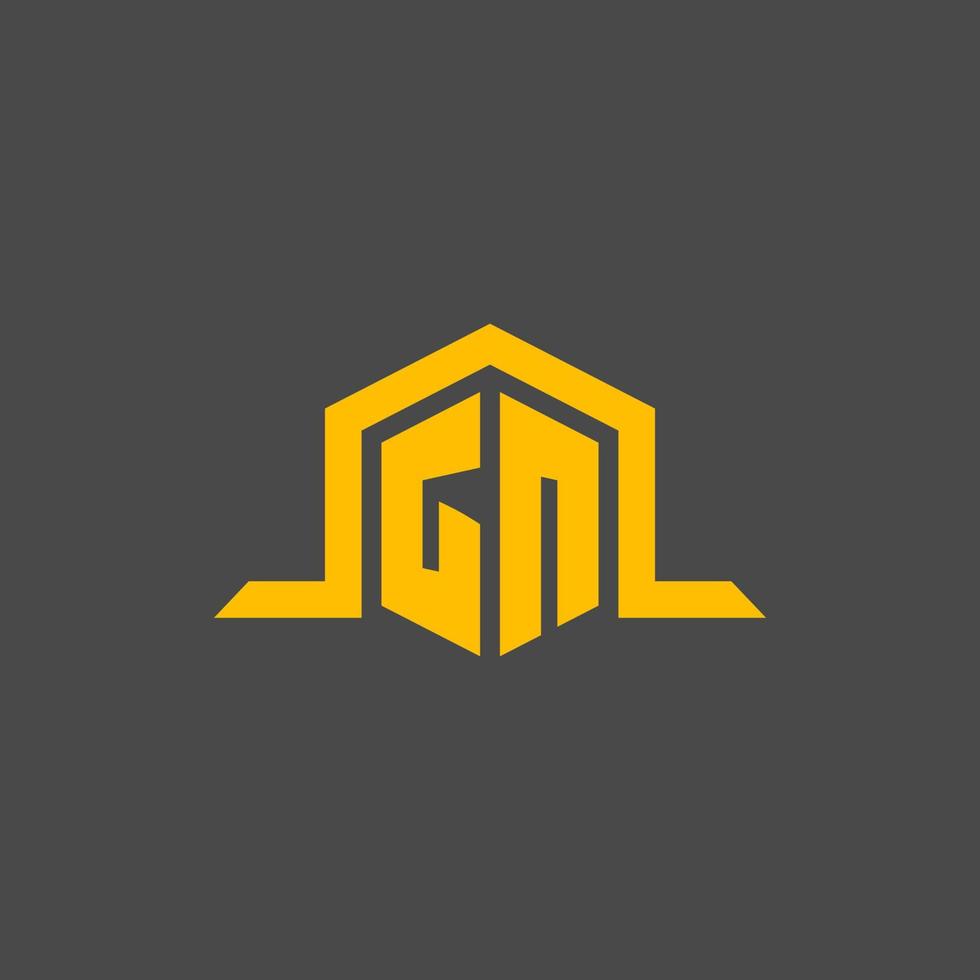 GN monogram initial logo with hexagon style design vector