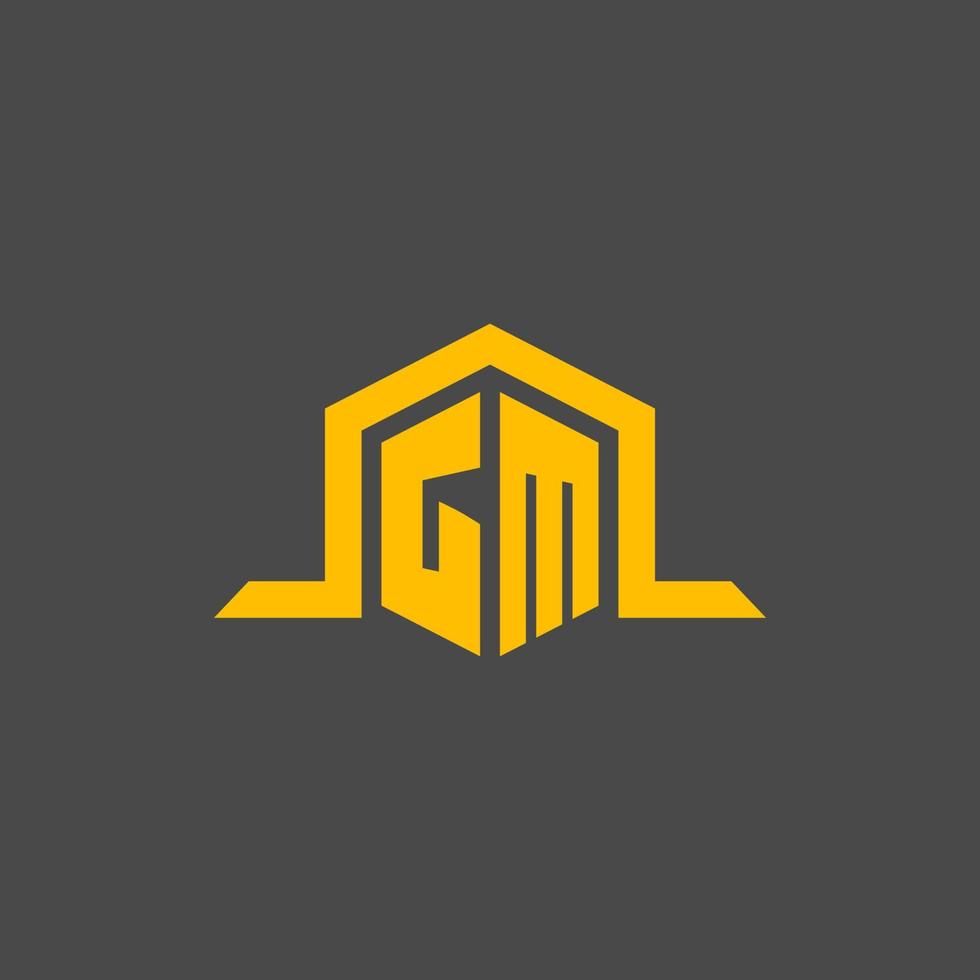 logotipo inicial del monograma gm con diseño de estilo hexagonal vector