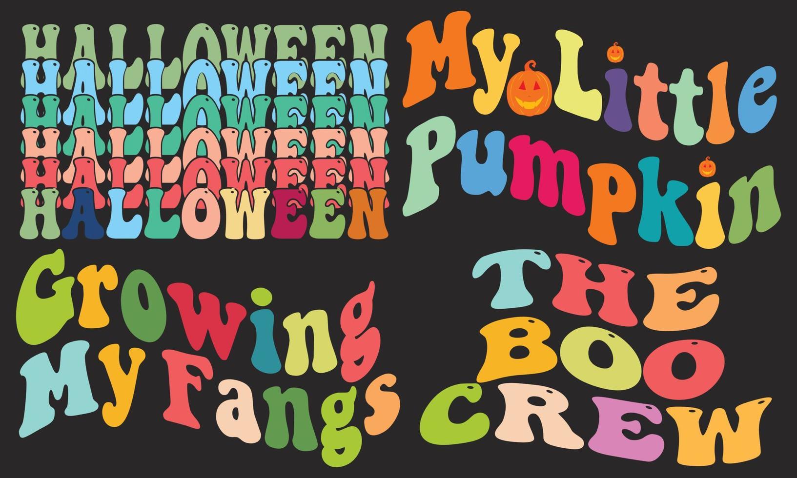 Wavy Retro Typography Groovy T-Shirt Design Bundle vector