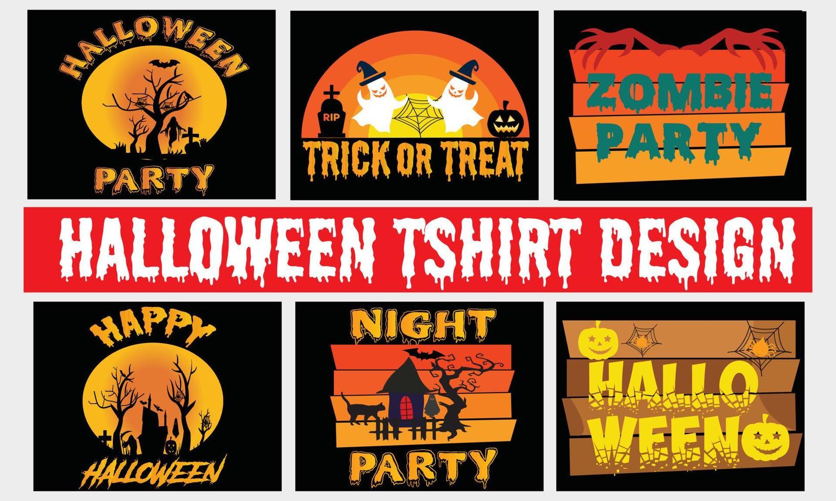 Halloween T-shirt Design Bundle Modern  typography Scary design vector