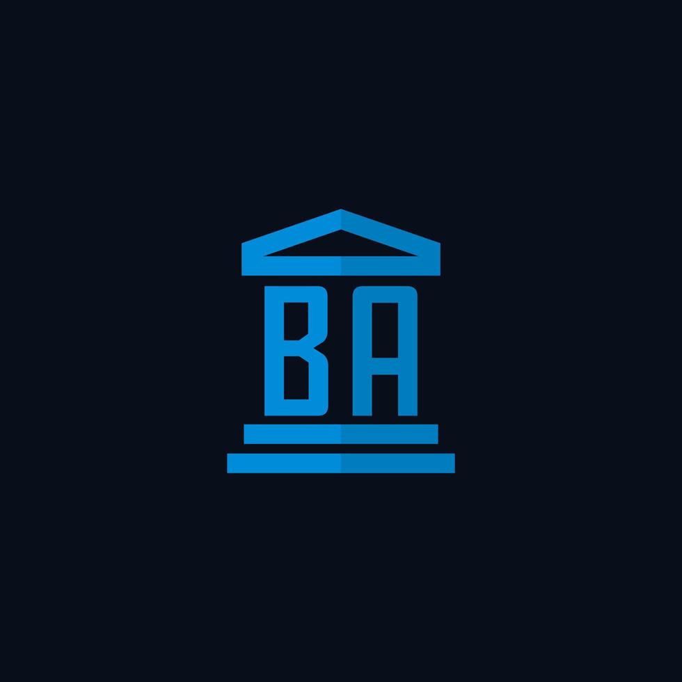 BA initial logo monogram with simple courthouse building icon design vector