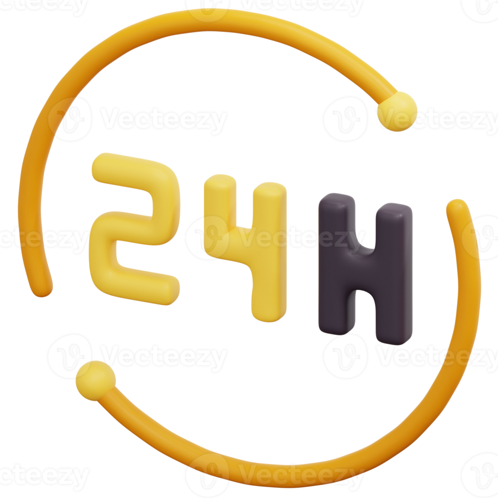 24 hours 3d render icon illustration png