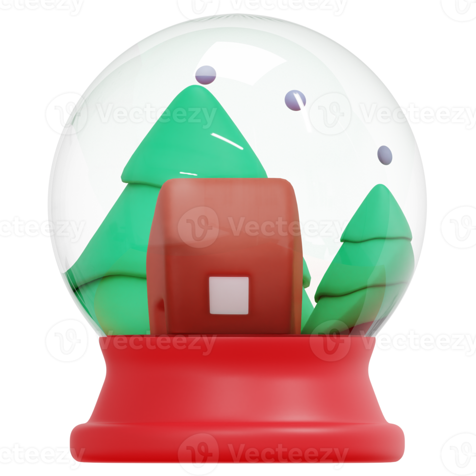snow globe 3d render icon illustration png
